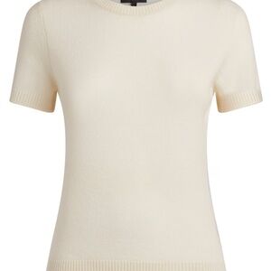 Theory Cream Fitted Cashmere Short Sleeve Tee